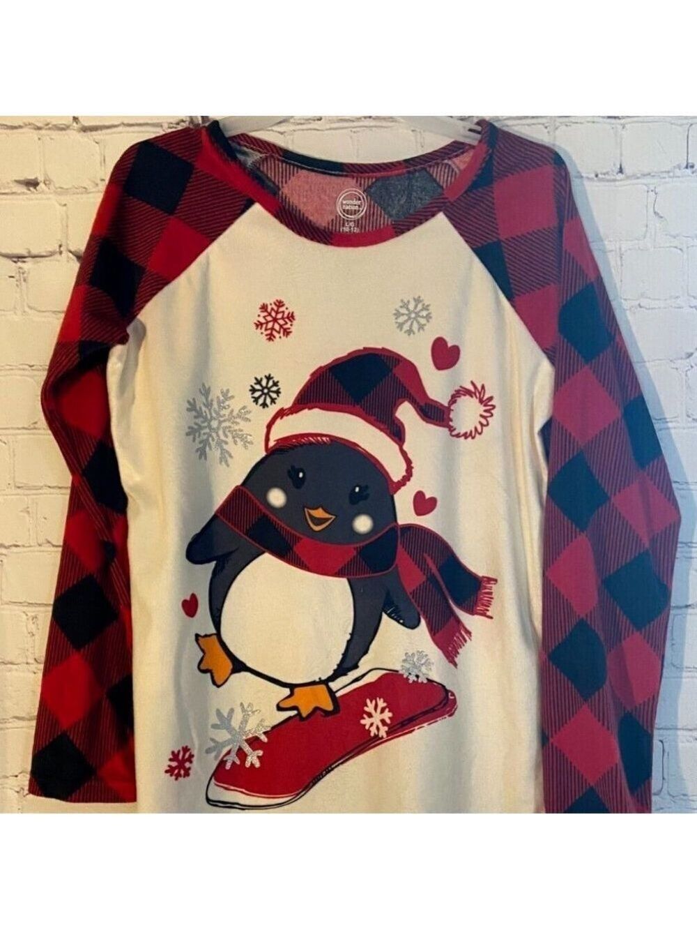 ✨✨Wonder Nation Penguin on Skis with Heart Girls PJs Large